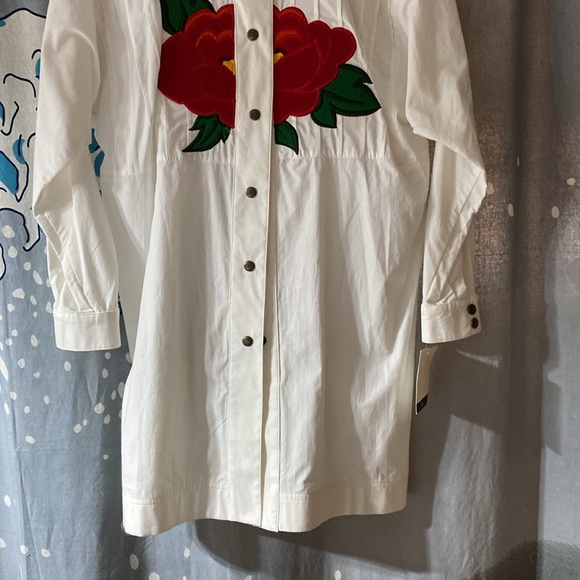 BARBOGLIO by Jan Barboglio White Cotton Oversized Shirt/Dress w/Appliqué sz 8 - Picture 2 of 11